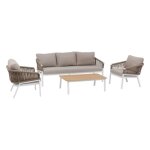 Salon de jardin oriengo taupe & blanc 5 places en aluminium traité époxy - hespéride Salon de jardin oriengo taupe & blanc 5 places en aluminium traité époxy - hespéride
