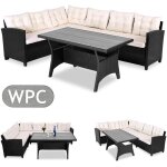 Salon de jardin lounge en polyrotin canapé dangle avec table 6 personnes salon d?angle extérieur modulable ... Salon de jardin lounge en polyrotin canapé dangle avec table 6 personnes salon d?angle extérieur modulable ...