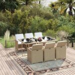 Salon de jardin - maison exclusive - 7 pcs r�sine tress�e beige - coussins mousse - cadre acier