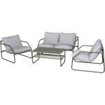 Salon de jardin en m�tal avec coussins sora - 4 places - vert