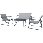 Salon de jardin en m�tal fortaleza - 4 places - gris clair