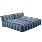 Salon de jardin modulable avec 2 m�ridiennes ray�es bleu pacific mixi oviala