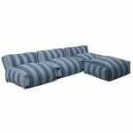 Salon de jardin modulable avec 3 chauffeuses et 1 pouf bleu pacific mixi oviala