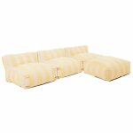 Salon de jardin modulable 3 chauffeuses et 1 pouf ray� jaune clair mixi oviala