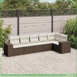 Salon de jardin modulable 6 places - r�sine tress�e - coussins d�houssables - anti - uv