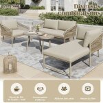 Salon de jardin - o. ye - salon modulable 4 places - coussins 8 cm - tables verre tremp� - pieds r�glables ...