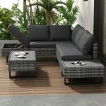 Salon de jardin - o. ye - salon en r�sine tress�e - 5 personnes - canap� modulable inclinable - rotin ...