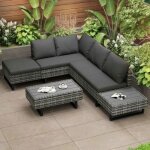 Salon de jardin - o. ye - salon en r�sine tress�e - 5 personnes - canap� modulable inclinable - rotin ...