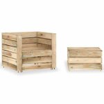 Salon de jardin palette - vidaxl - bois de pin impr�gn� - 77x70x66 cm fauteuil - 60x62x37 cm table - ...