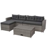 Salon de jardin en polyrotin pour balcon jardin terrasse canape table basse pouf compartiment de rangement ...