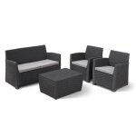 Salon de jardin - rsine imitation rotin tress - allibert by keter - 4 personnes - mia - gris graphite ...