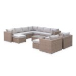 Salon de jardin premium en r�sine tress�e arrondie xxl ? verona ? r�sine naturelle style osier. coussins ...