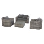 Hespride - salon de jardin en rsine tresse moora - 4 places - gris
