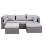 Lecci - salon de jardin en rsine tresse 4 places gris / gris clair