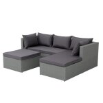 Lecci - salon de jardin en rsine tresse 4 places gris / gris fonc
