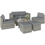 Salon de jardin en r�sine tress�e - outsunny - encastrable gain de place canap� 2 places 2 fauteuils ...