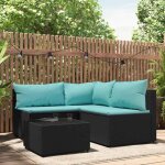 Salon de jardin en r�sine tress�e - vidaxl - 4 pi�ces - coussins bleu eau - r�sine tress�e r�sistante ...