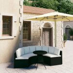 Salon de jardin en r�sine tress�e - vidaxl - 5 pi�ces - coussins inclus - noir - blanc cr�me - table: ...