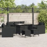 Salon de jardin en r�sine tress�e - vidaxl - 6 pi�ces - coussins inclus - noir - r�sistance aux uv