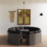 Salon de jardin en r�sine tress�e - vidaxl - 9 pi�ces - gris - coussins inclus - r�sine tress�e - table ...