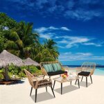 Salon de jardin en rotin 4 places coloris naturel