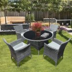 Salon de jardin en rotin 4 places + table ronde