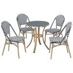Salon de jardin en rotin noir / blanc table et 4 chaises rifreddo