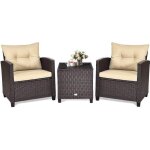 Salon de jardin en rotin pp tressé - goplus - 2 fauteuils avec coussins / oreillers + 1 table basse plateau ... Salon de jardin en rotin pp tressé - goplus - 2 fauteuils avec coussins / oreillers + 1 table basse plateau ...