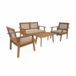 Salon de jardin. boh�mia. cannage carr�. canap� 2 places. 2 fauteuils. 1 table basse 117x64x74 cm