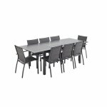 Table de jardin extensible aluminium + 8 assises - chicago anthracite / gris taupe - table en aluminium ...