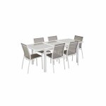 Table de jardin extensible aluminium + 6 assises - orlando taupe - table en aluminium 150 / 210cm. plateau ...