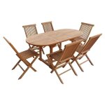 Salon de jardin en teck lombok - table ovale extensible - 6 places Salon de jardin en teck lombok - table ovale extensible - 6 places