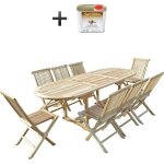 Salon de jardin en teck mahui 8 / 10 places + huile