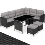Salon de jardin - tectake - ensemble canap� lounge dext�rieur barletta modulable en rotin 8 places r�sistant ...