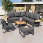 Salon de jardincanap� de jardin 7 placesr�sistant aux intemp�ries avec accoudoirs inclut table / fauteuil ...
