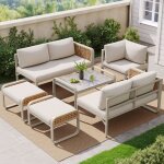 Salon de jardinmeuble de jardin avec 2 grands canap�s1 petit canap� et table 90 x 55 x 41 cmrotin et ...