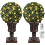 Salut - lot de 2 plante artificielle - boules de buis artificiel - 40 cm avec 30 led