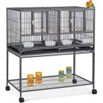 Salut - grand cage oiseaux - avec support et roulettes - pour cacato�s perruche canaris perroquet - acier ...