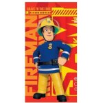 Serviette de plage - sam le pompier - 70 x 140 cm - microfibre - rouge - lavable