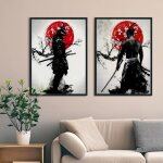 Samoura� japonais tableau sur toile tableaux modernes personnage impressions sur toile peintures chambre ...