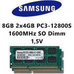 Samsung 8go (2 x 4go dual channel 1600mhz) - (pc3 12800s ddr3 so - dimm pour ordinateur portable et notebook ...