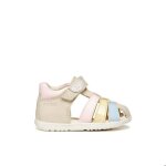 Sandales b�b� - geox - macchia - beige - cuir nappa & verni - fermeture scratch