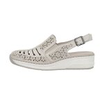 Sandales compens� cuir rieker massa - beige