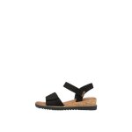 Sandales compens�es - tamaris - vegan - noir - semelle compens�e - mat�riaux vegan
