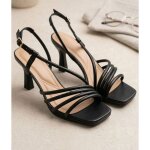 Sandales - cuir - noir - lani�res multiples - �dition �l�gance - talon ? alta moda ? pointure du 36 au ...