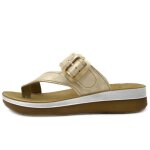 Sandale femme - entre doigts - inblu - beige dor� - compens�