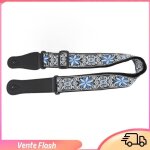Sangle de guitare - dilwe - brode en cuir - confortable - rglable - bleu