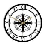 Sans del boussole direction carte horloge murale silencieuse exclusive noir vent rose dcor de maison ...
