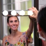 Sans fil portable led lumire lampe de miroir lampe cosmtique de miroir avec 4 ampoules de led pour ...