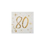 Santex 6159 - 80 sachet de 20 petites serviettes 80 ans m�tallis�es or